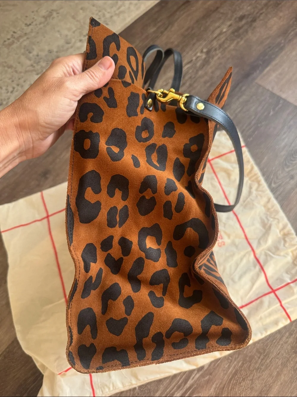 Clare V Leopard Simple Tote in Brown and Black- New without Tags